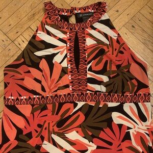 INC International Concepts Red and Brown Sleeveless Blouse